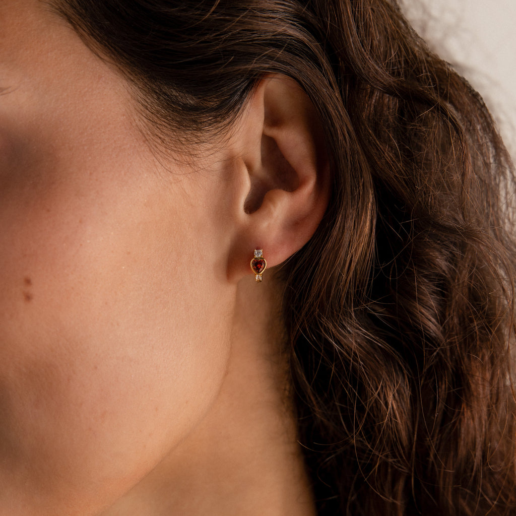 Birthday stone hoop earrings