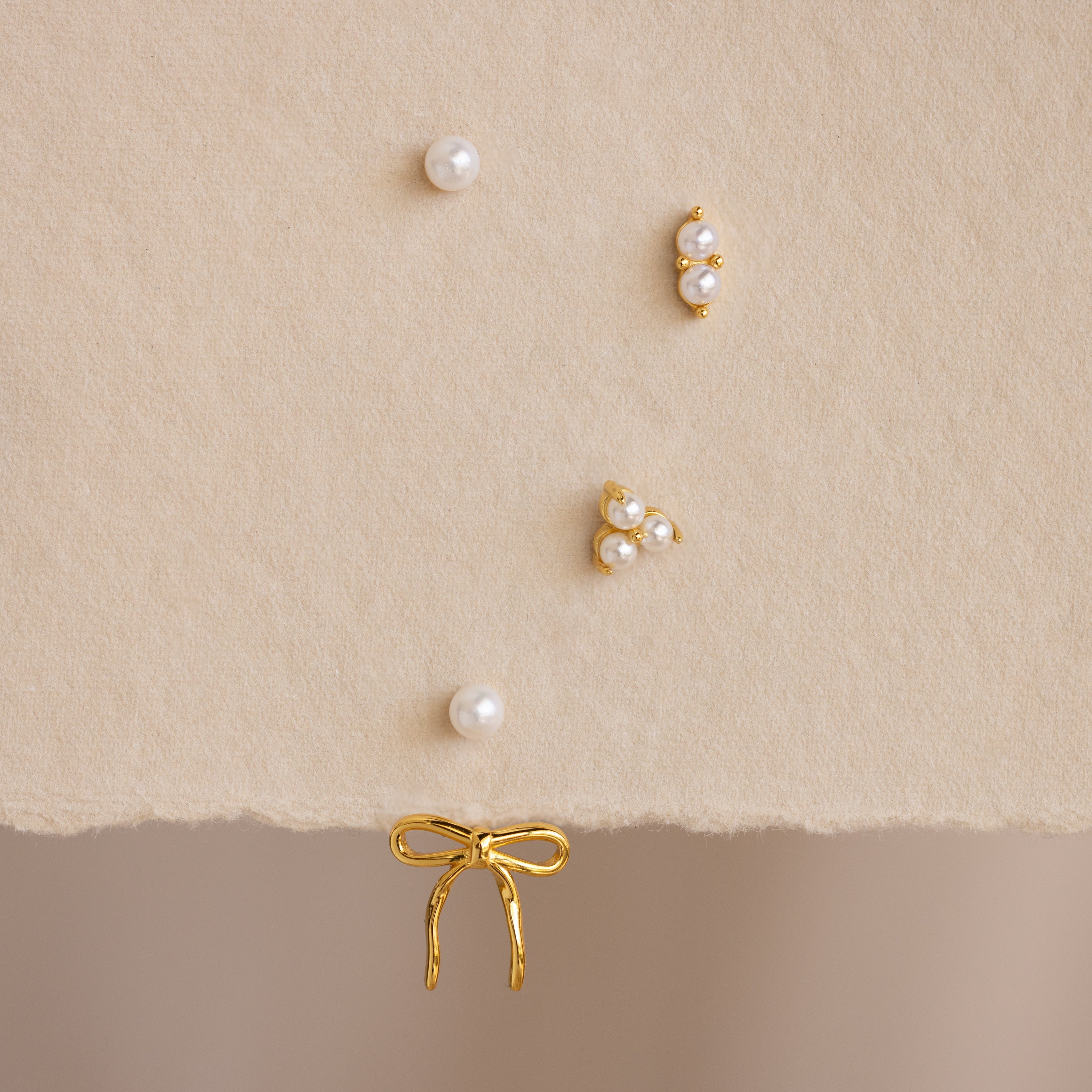 Pearl & Bow Ear Jackets in 18K Gold