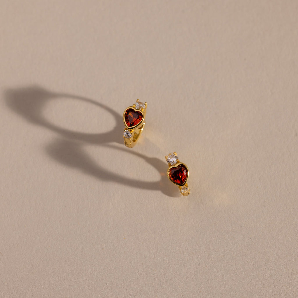 Birthday stone hoop earrings