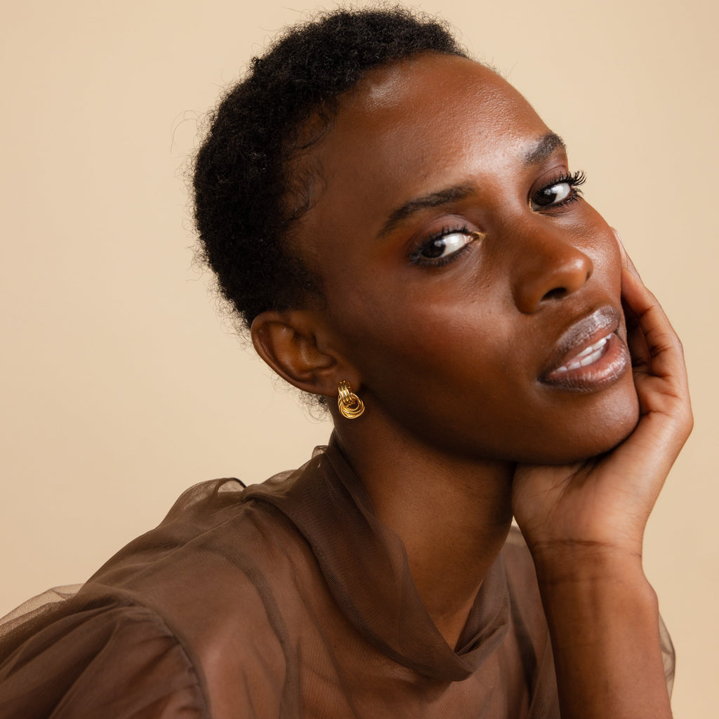 Knot earrings made of EVA foam.