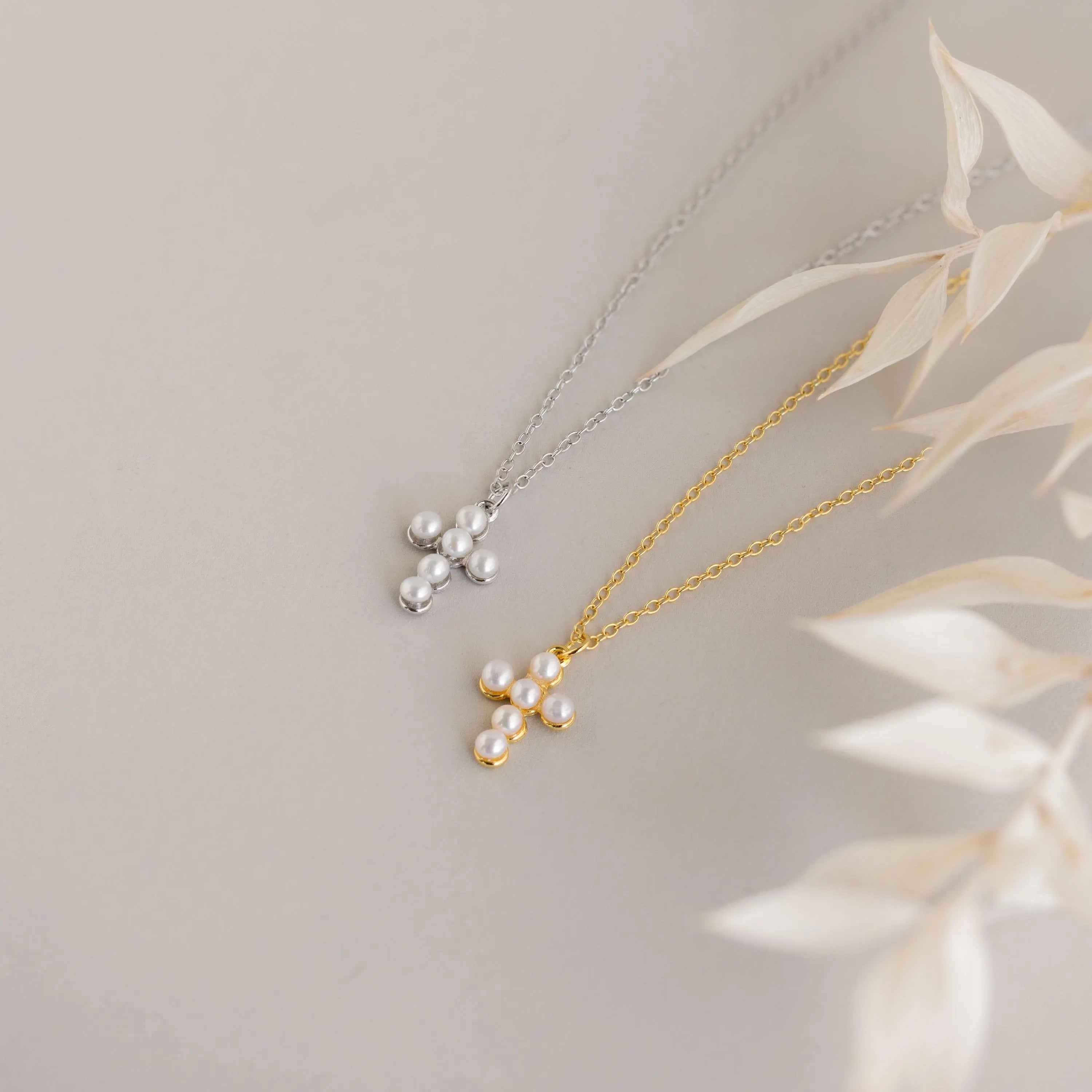 Aria Pearl Cross Necklace