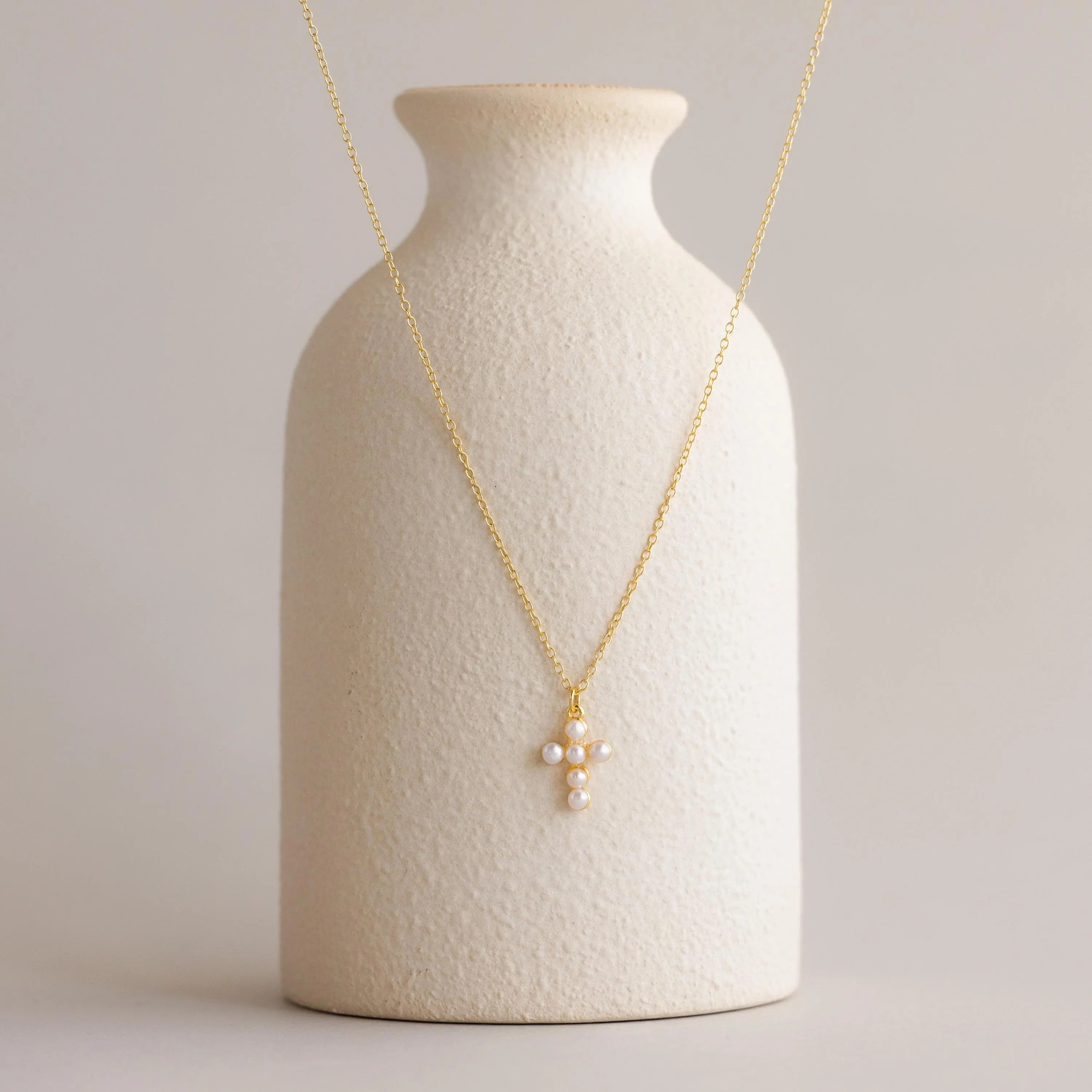 Aria Pearl Cross Necklace