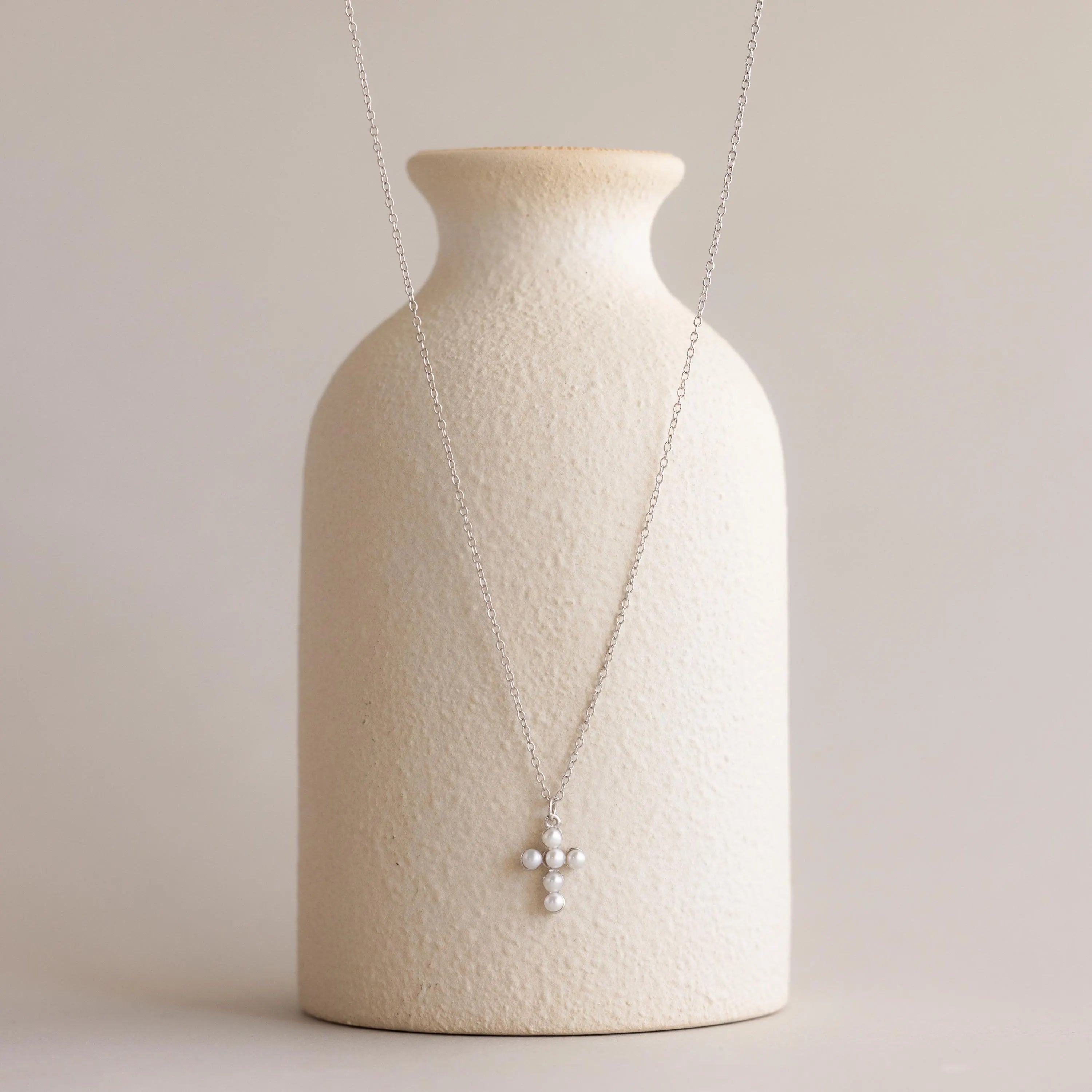 Aria Pearl Cross Necklace