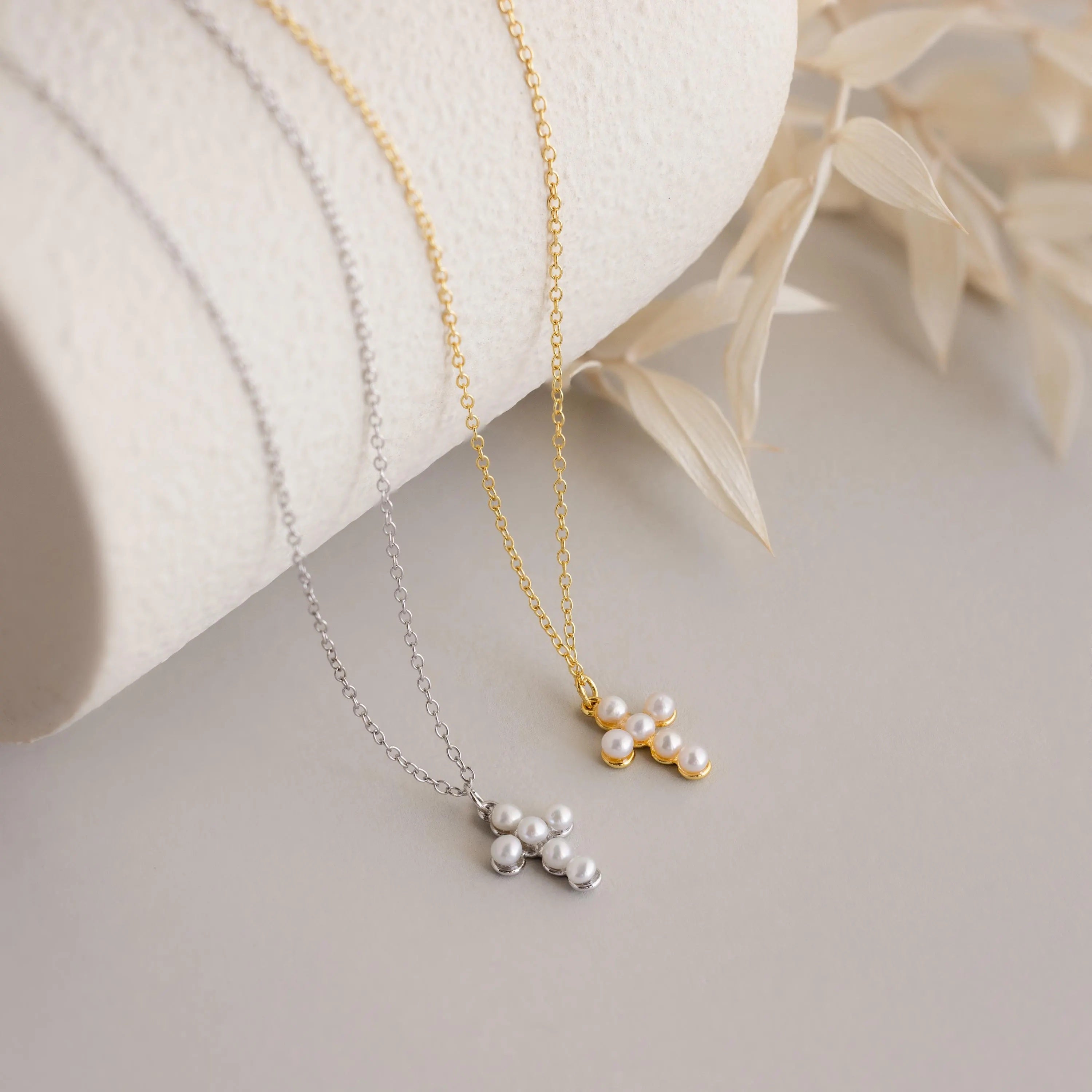 Aria Pearl Cross Necklace