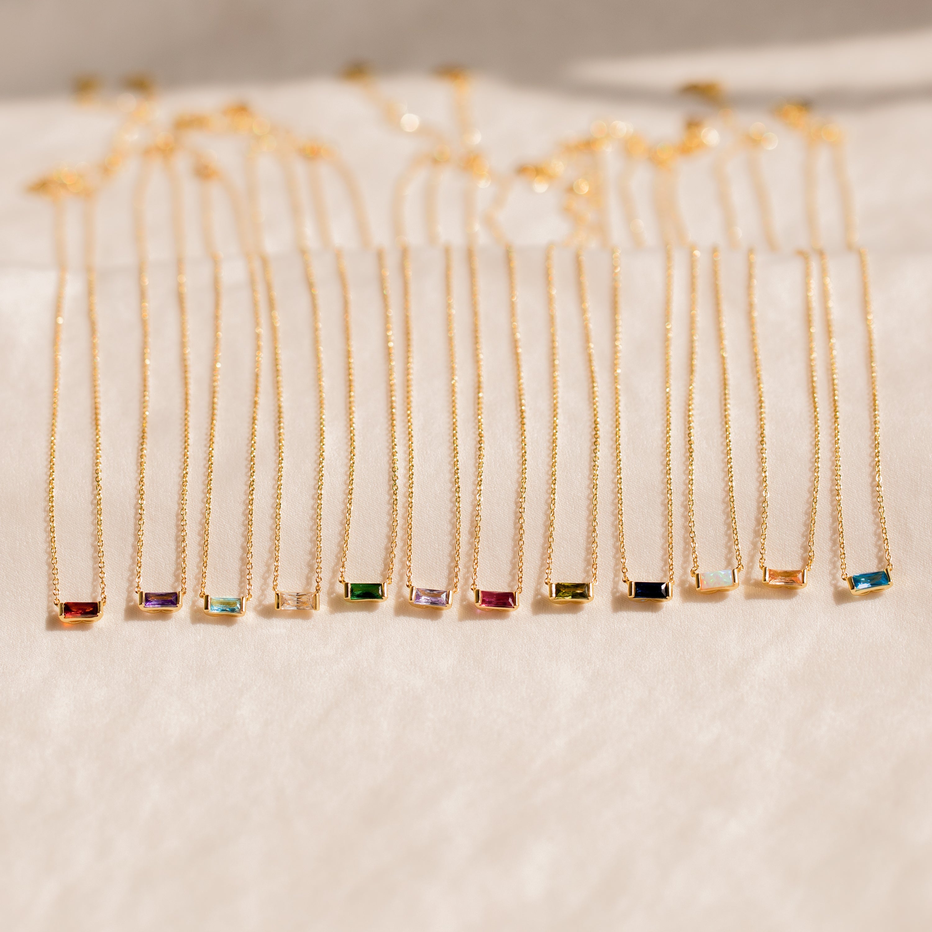 Elena necklace with birthstone.