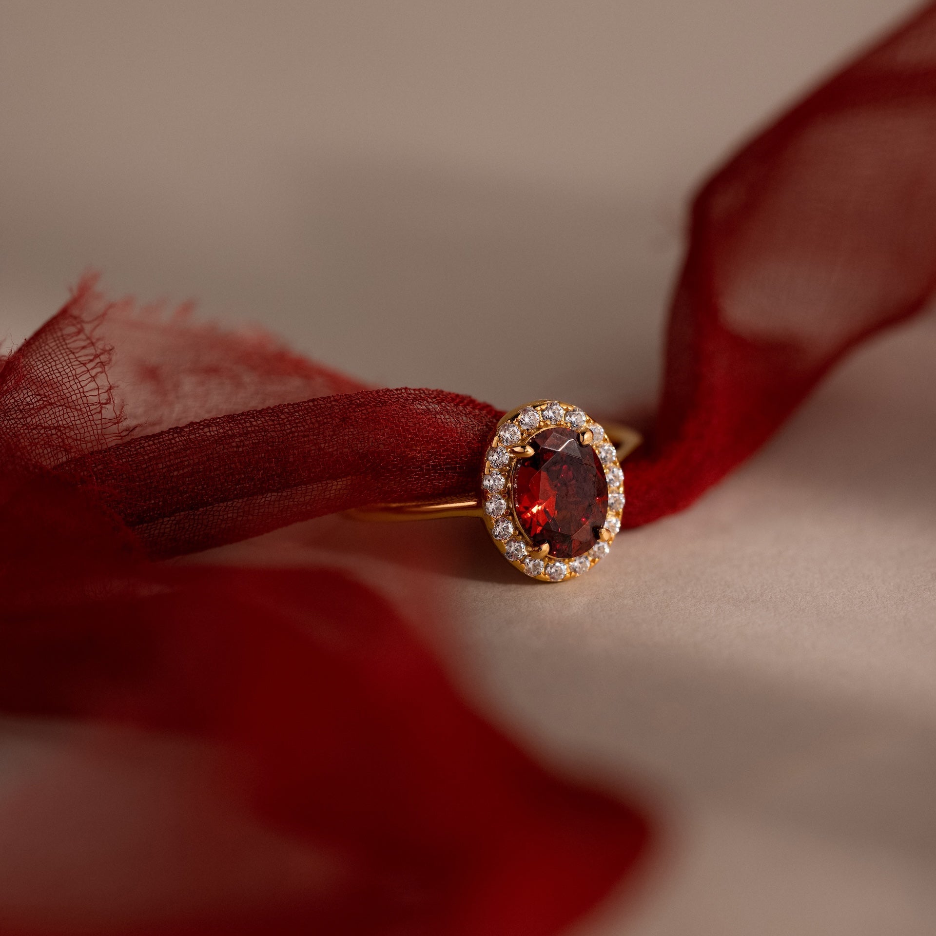 Imperial Red ring with pavé