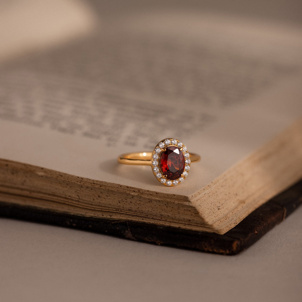 Imperial Red ring with pavé