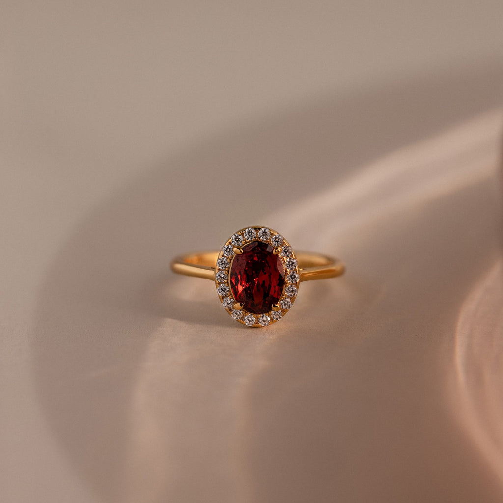 Imperial Red ring with pavé