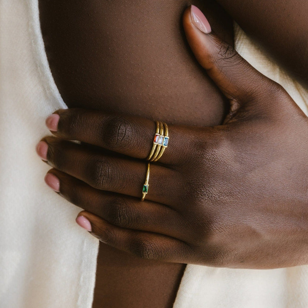 Gem of the Month Ring in Rectangular Cut