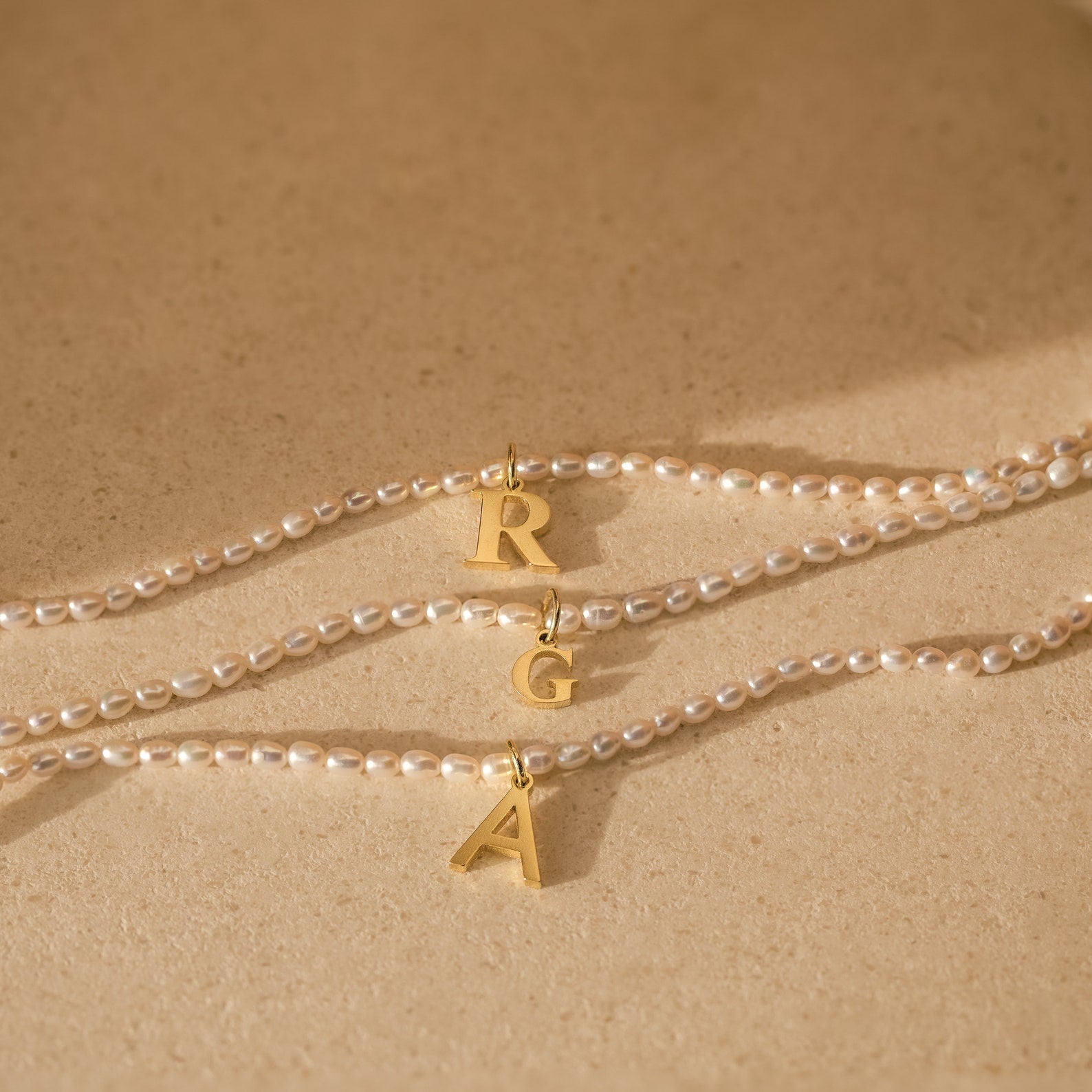 Pearl Letter Necklace with 18K Gold Finish