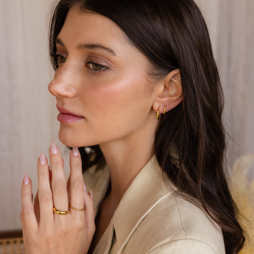 Textured Hoop Earrings Set