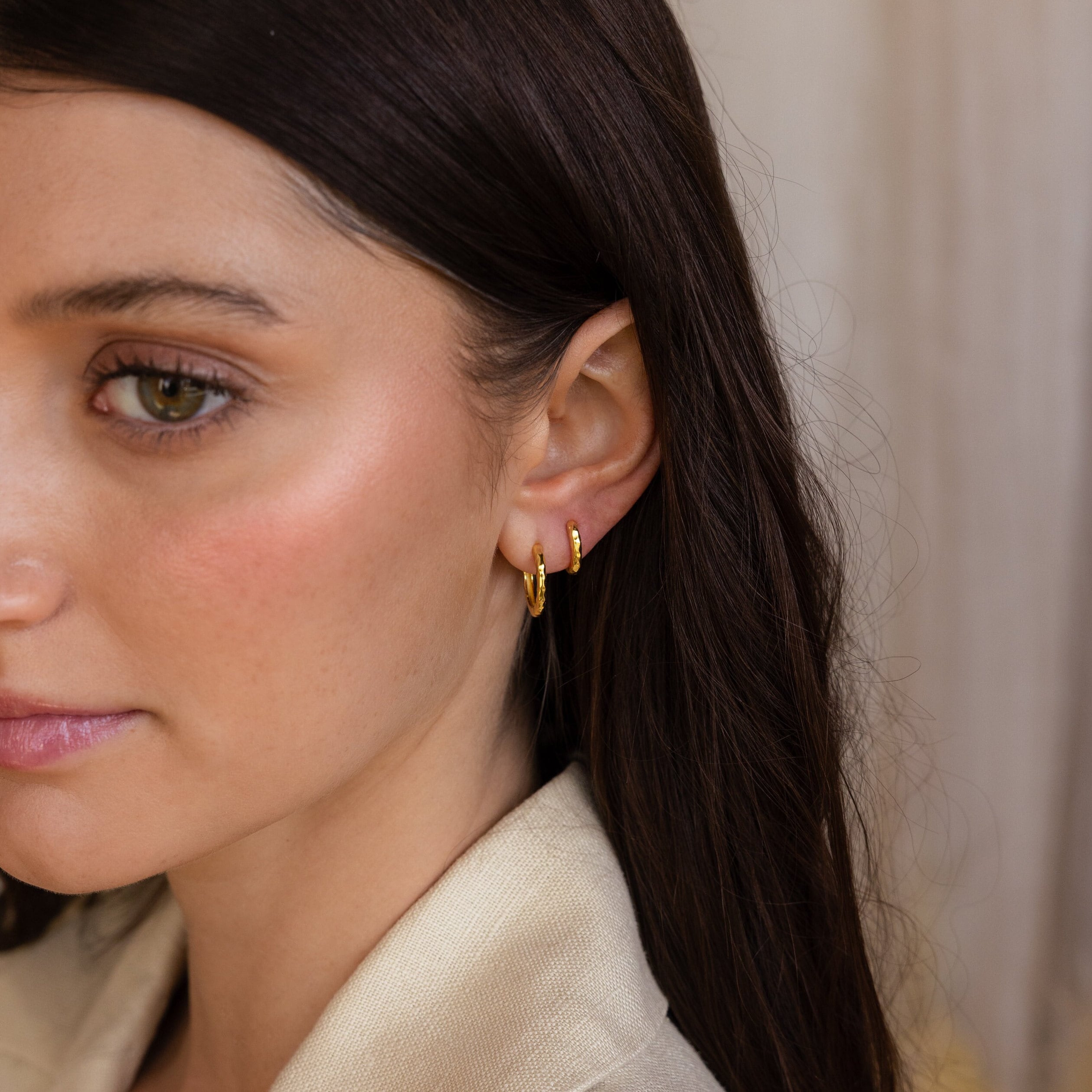 Textured Hoop Earrings Set