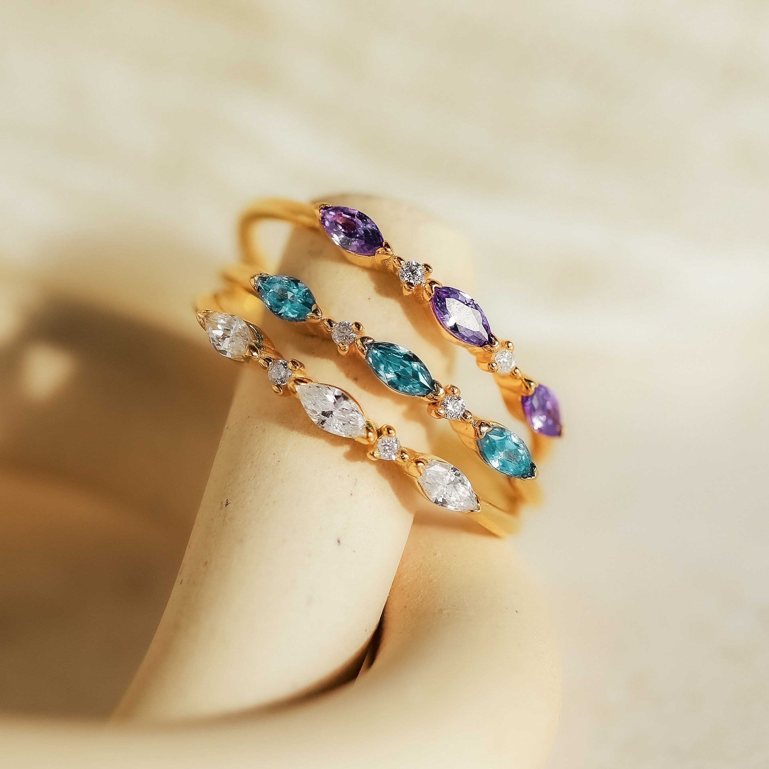 Helena Trio Ring with birthstone for the month