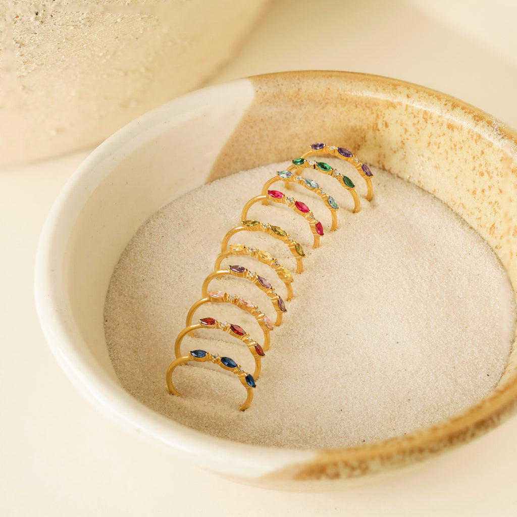 Helena Trio Ring with birthstone for the month