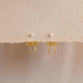 Pearl & Bow Ear Jackets in 18K Gold