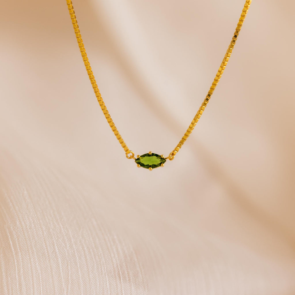 Subtle necklace with Aline's birthstone.