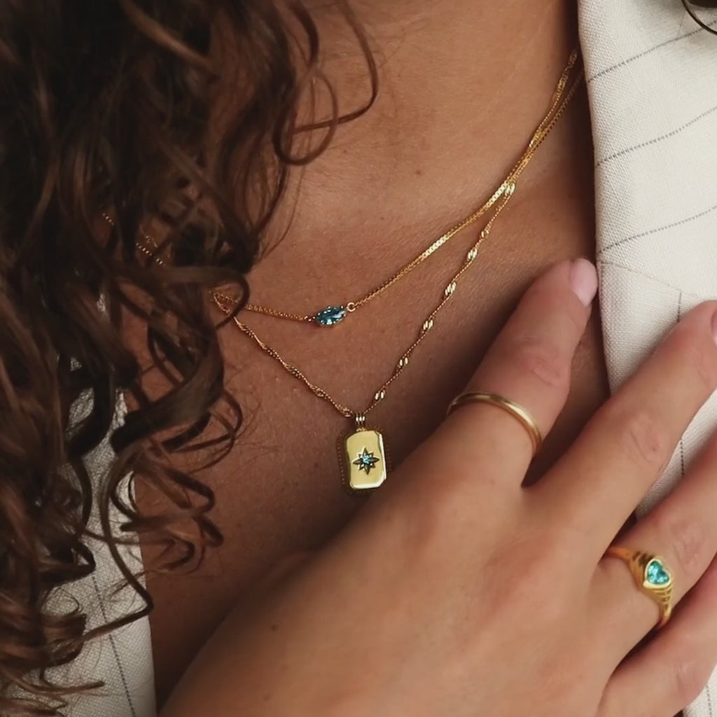 Subtle necklace with Aline's birthstone.