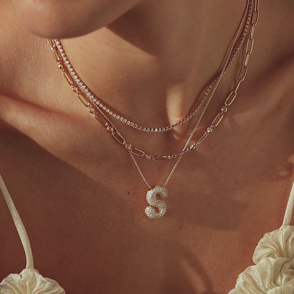 Juliet studded letter necklace