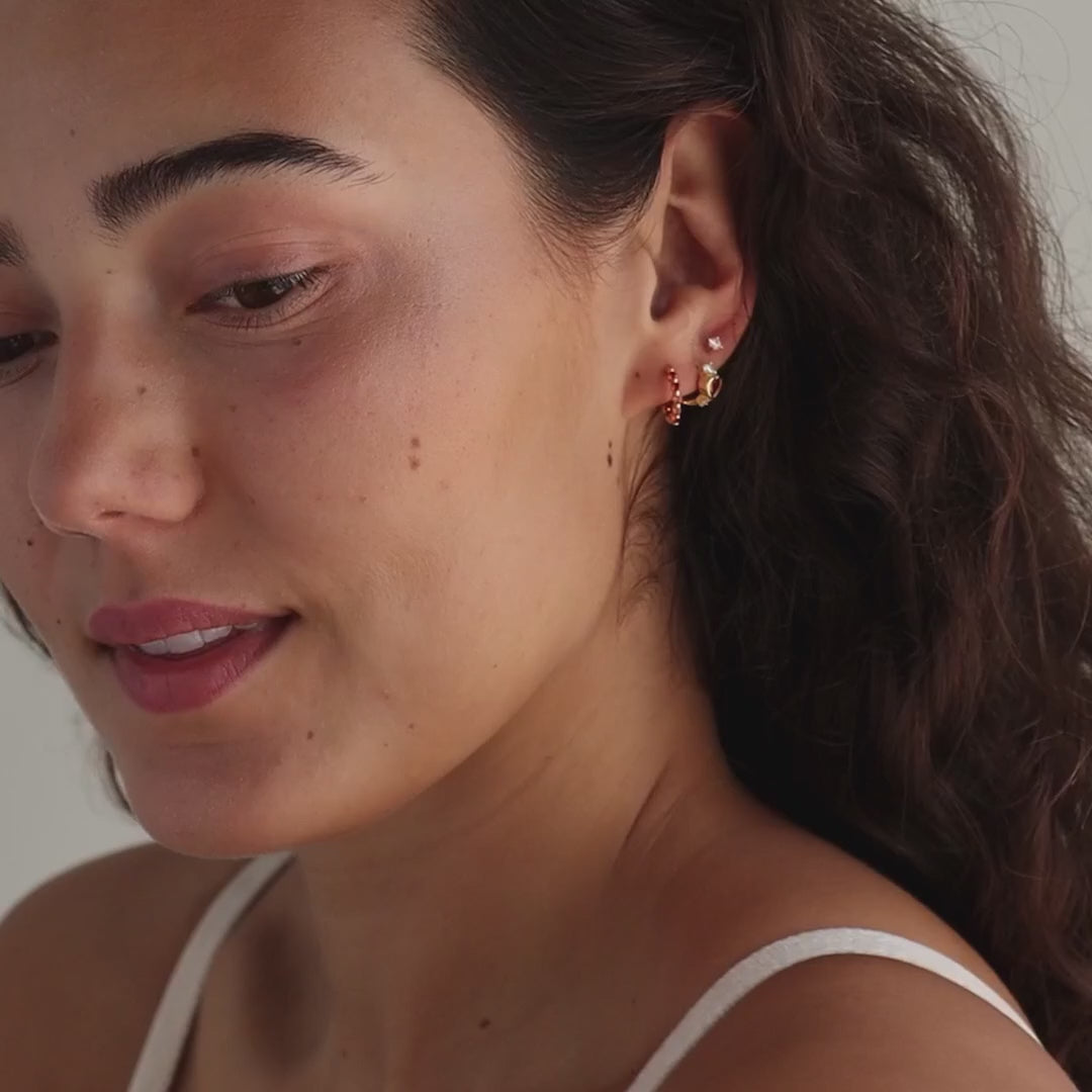 Birthday stone hoop earrings